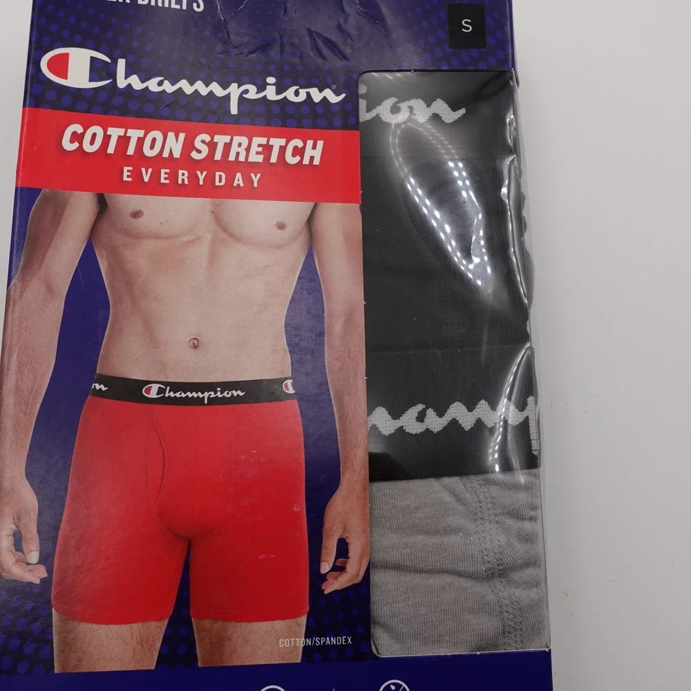 Champion Boxer Briefs Mens S Black Grey 3-Pack Cotton Stretch Everyday CANBBG